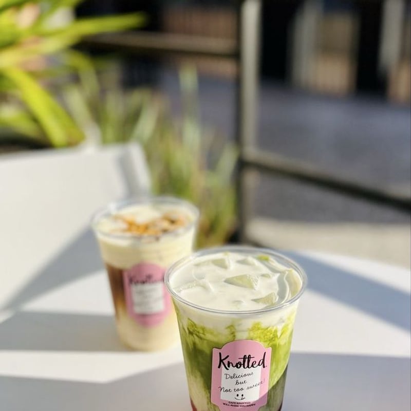 Knotted Strawberry Matcha Latte