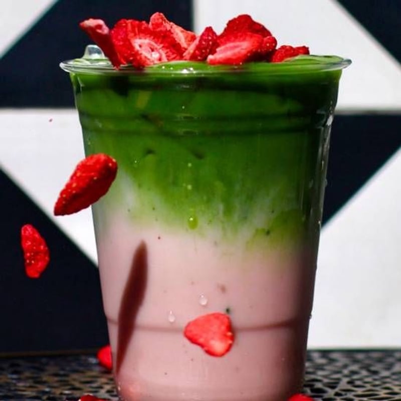 Strawberry Macadamia Milk Matcha Latte