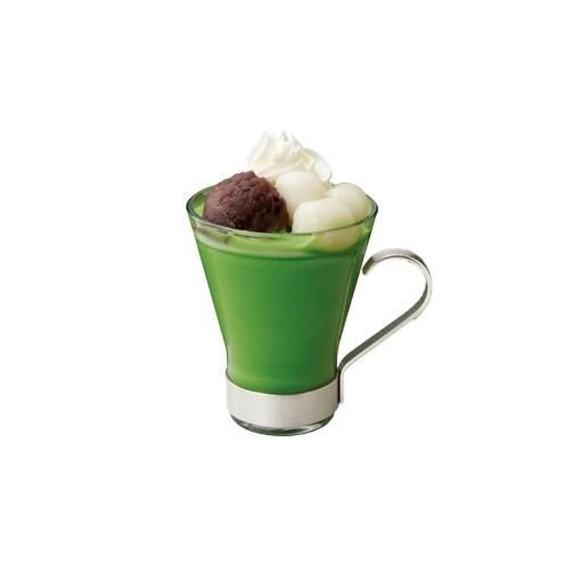 Hot Matcha Red Bean Latte with Mochi