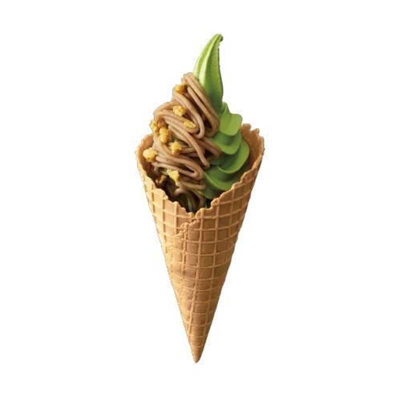 Matcha Soft Serve with Chestnut Paste Cream & Walnuts